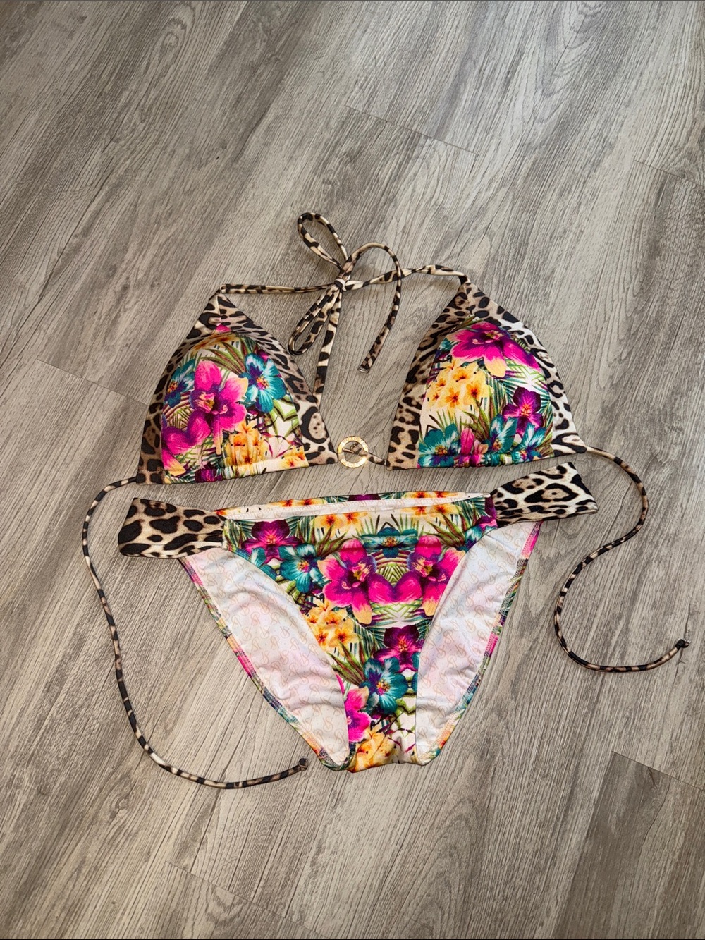 Victoria’s Secret Tropical Floral & Leopard Print Bikini Set